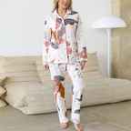 Cotton Printed Long Sleeved Women's Pajamas Set
