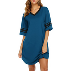 Cotton V Neck Short Sleeve Loose Comfy Shirt and Sleepwear
