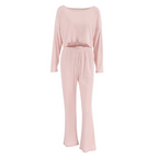 Round Neck 2 Piece Wide Leg Loose Fitting Pajama Set