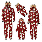 Snowman in Red Jumpsuit with hoodie Matching family Christmas Pajama Set