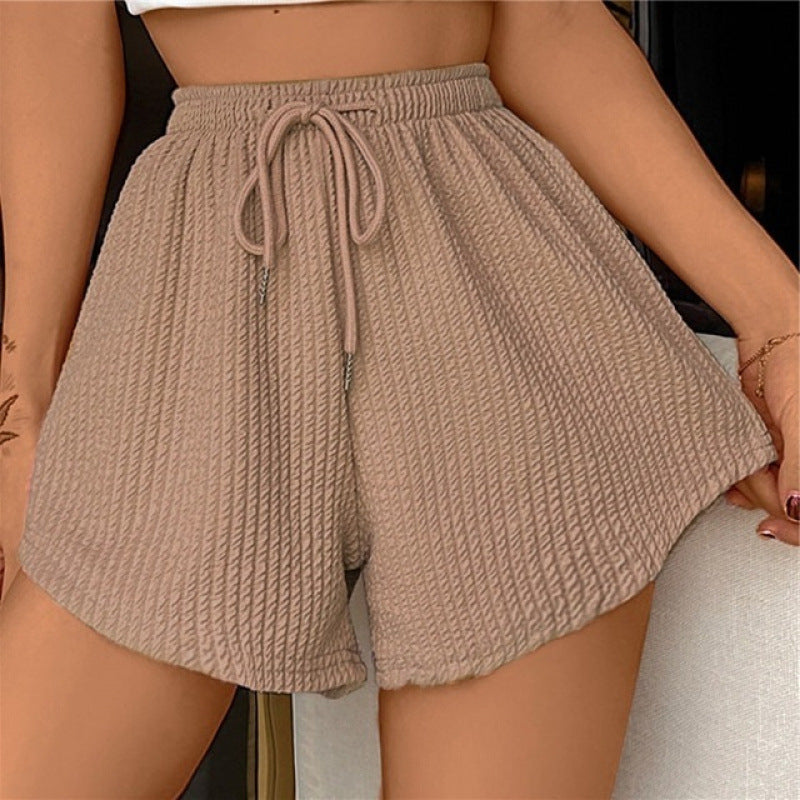 Lace Up High Waisted A-Line Shorts