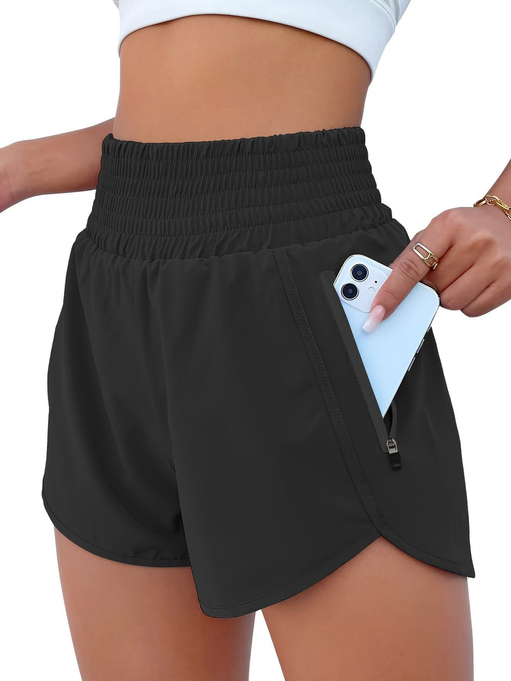 Women's High-Waisted Running Shorts with Pockets
