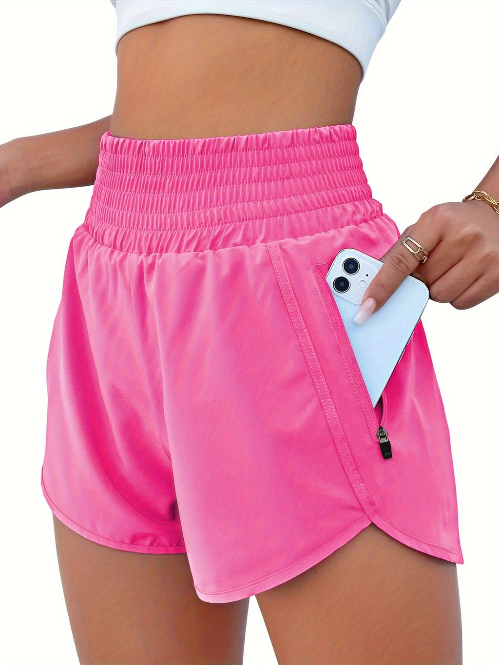 Women's High-Waisted Running Shorts with Pockets