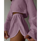 Loose Pullover Top Shorts Set