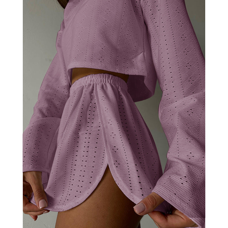 Loose Pullover Top Shorts Set