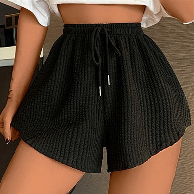 Lace Up High Waisted A-Line Shorts