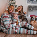 Round Neck Elegant Matching Christmas Pajamas Set