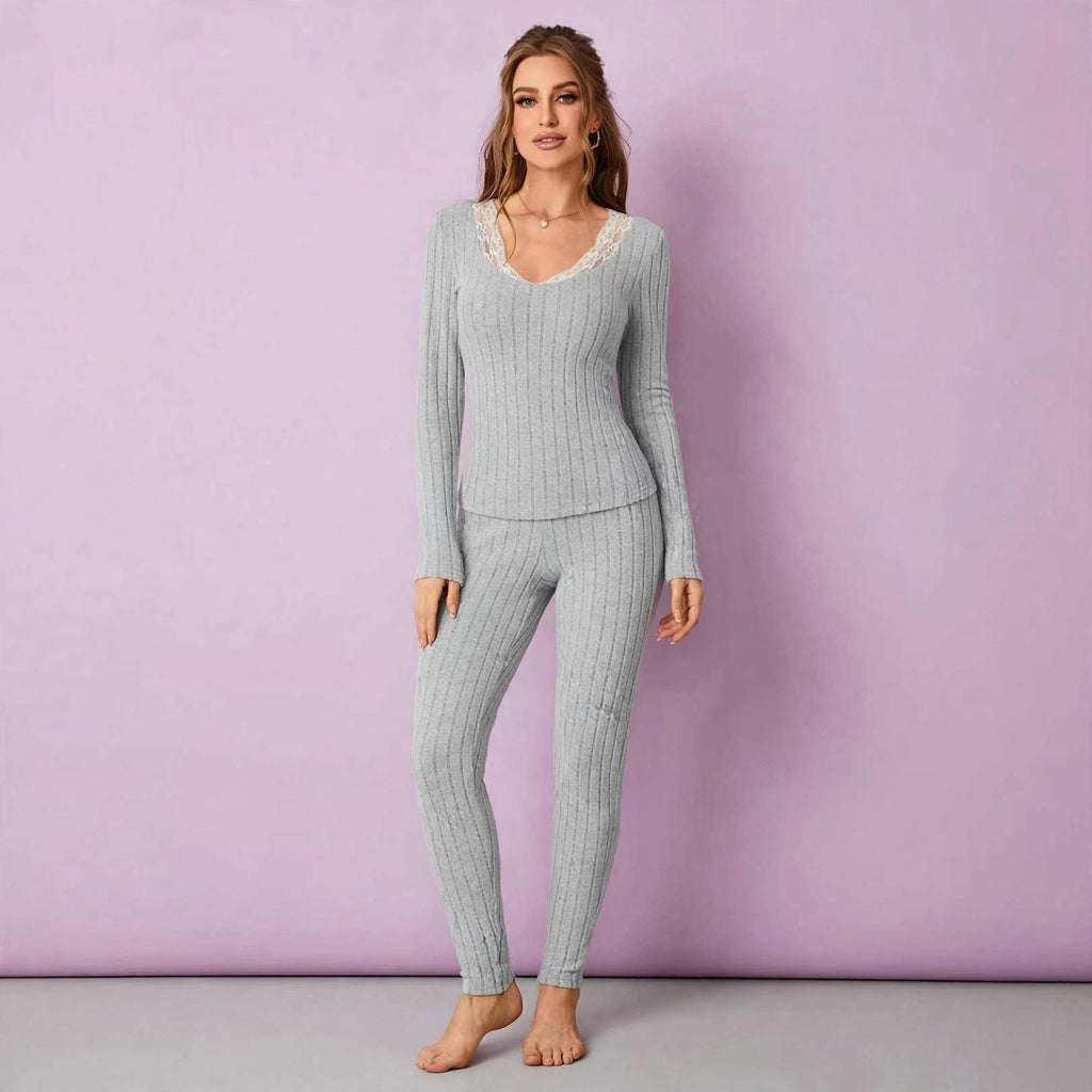 Long Sleeve Round Neck Pajamas Set