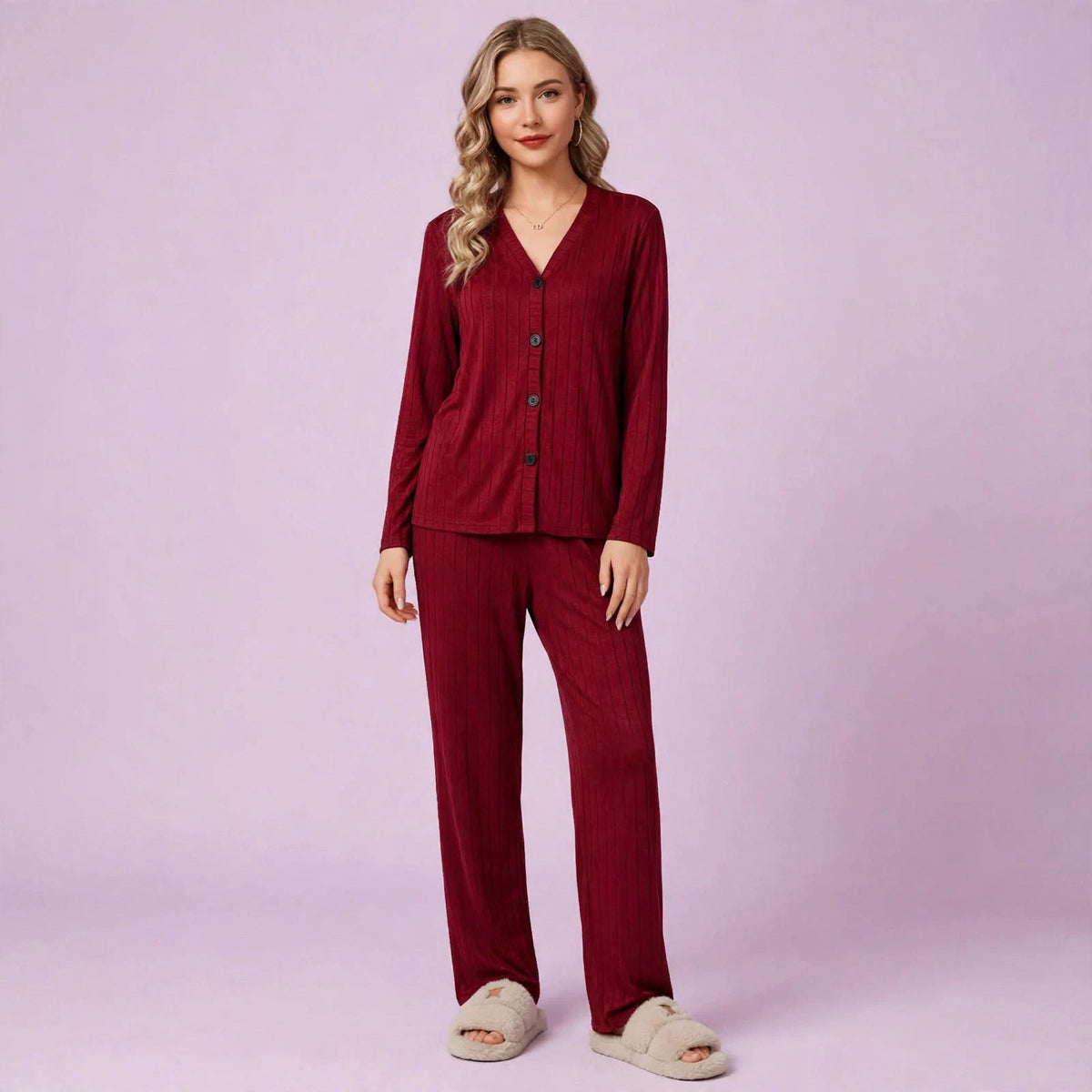 Winter Long-Sleeved Cardigan & Trousers Set
