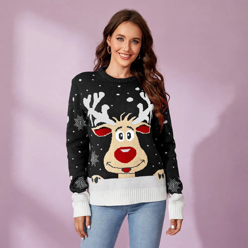 Casual round neck knitted Christmas Top