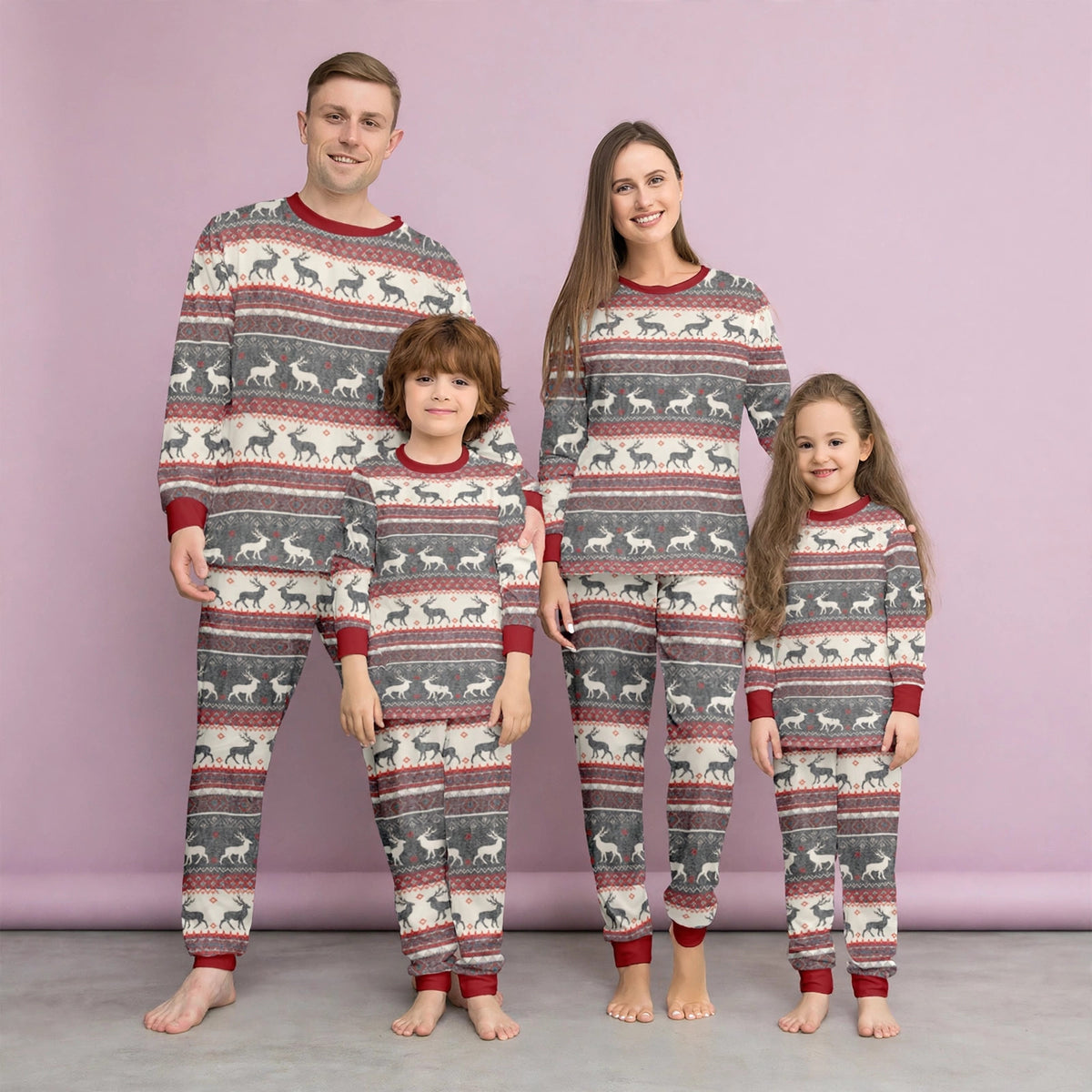 Christmas printed family pajamas set