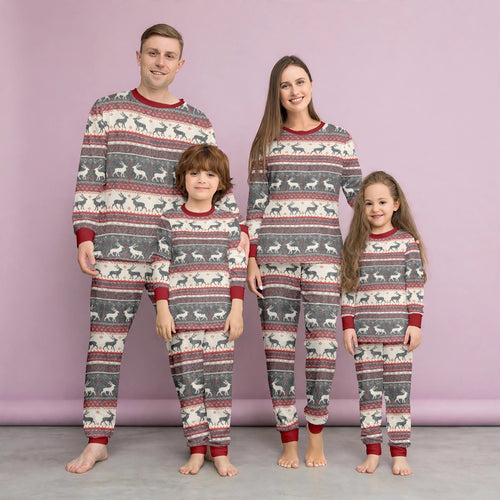 Christmas Elk Print Matching Family Pajamas Set
