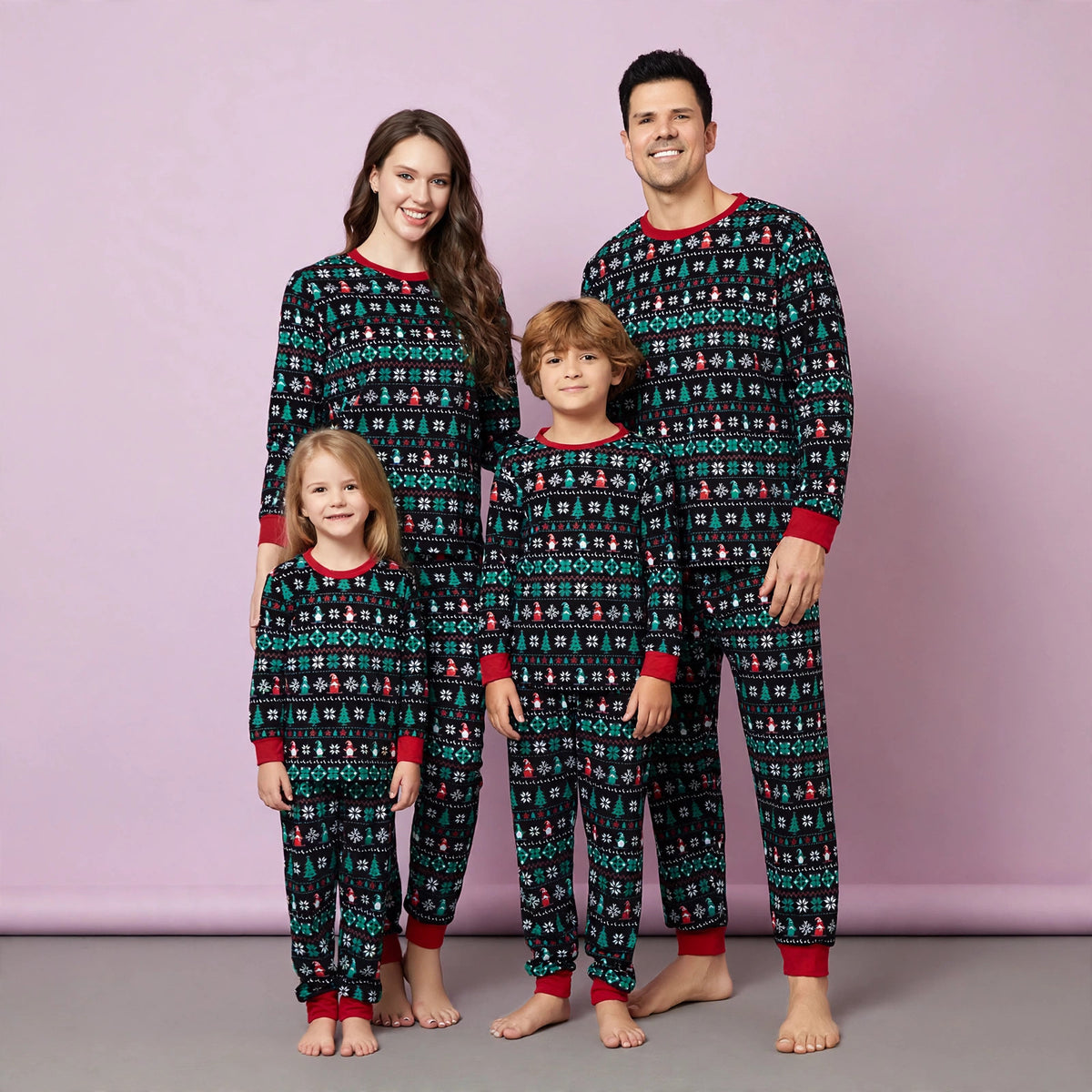 Santa Claus Christmas Tree Matching Family Pajamas Set