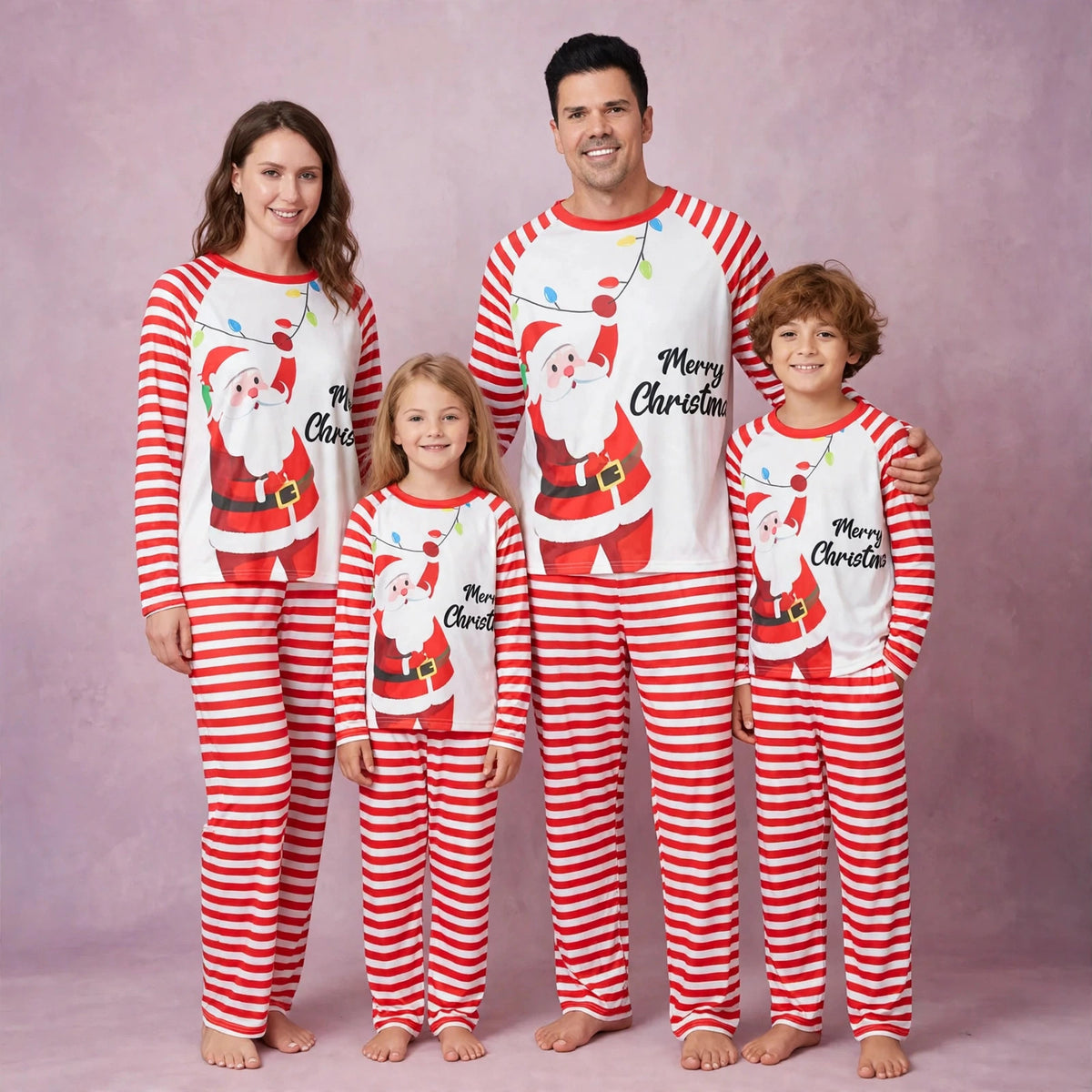 New Christmas Plaid Print Matching Family Pajamas Set