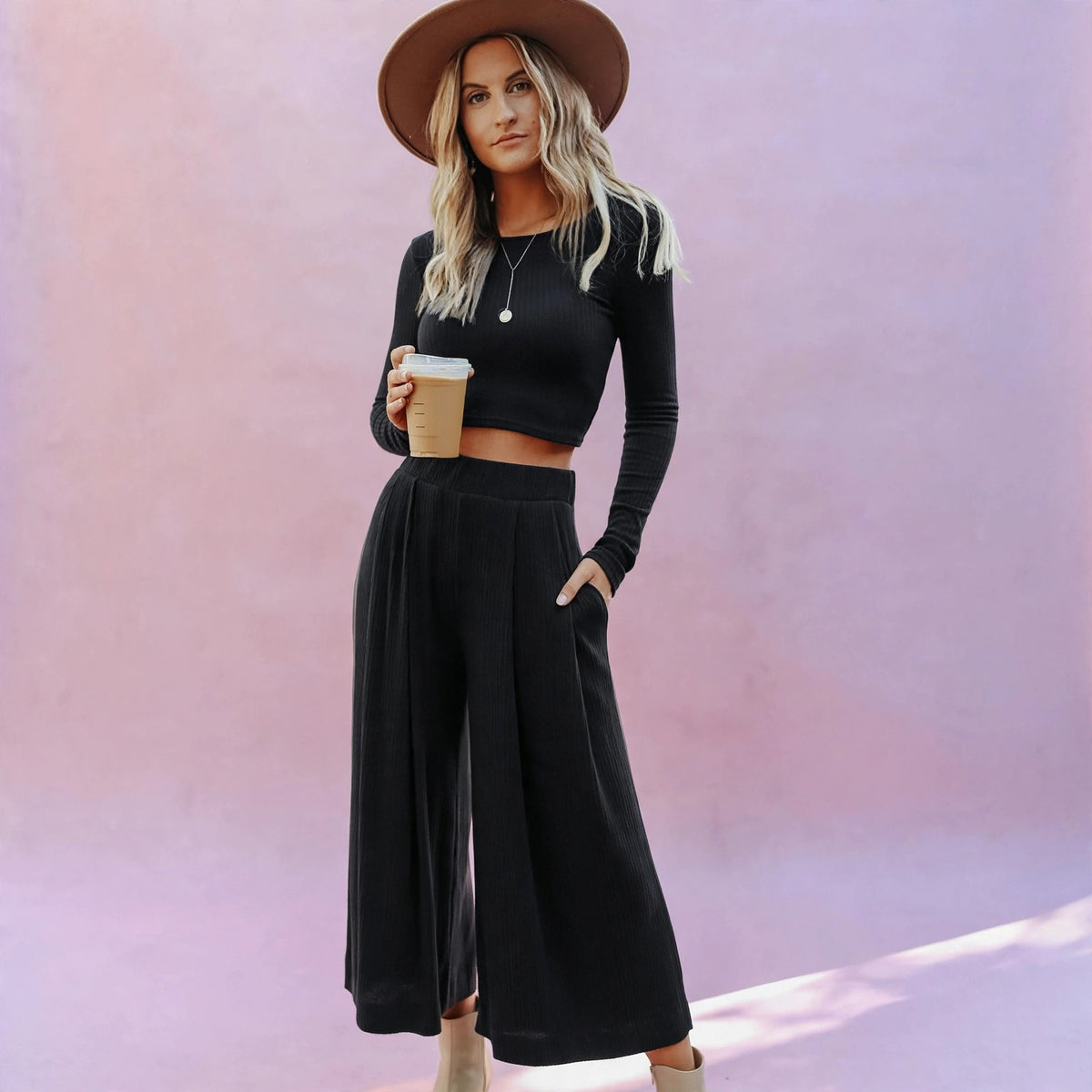 Wide Leg Pajamas with Matching Full Sleeve Top