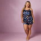 Plus Size Round Neck Sleeveless Pajamas Set For Women