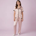 Champagne Lace Border Short Sleeve Pajamas Set