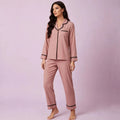 Peach Solid Color Cotton Pajamas Set
