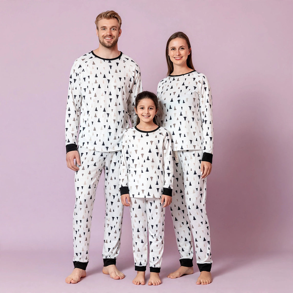 White O Neck Matching Family Christmas Pajamas Set