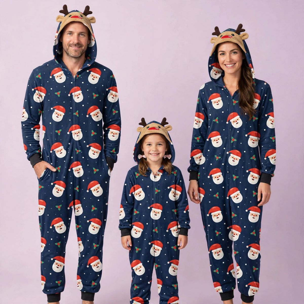 Santa Jumpsuit with hoodie Matching family Christmas Pajama Set