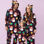 Santa and Gifts Jumpsuit with hoodie Matching family Christmas Pajama Set
