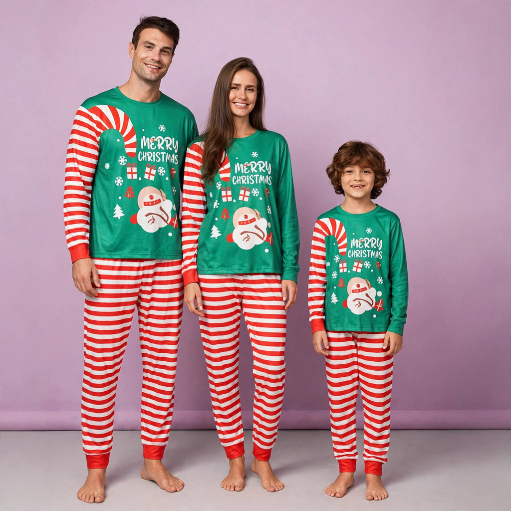 Santa Holiday Striped Family Matching Pajamas
