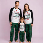 Naughty Santa Blue Plaid Family Pajamas