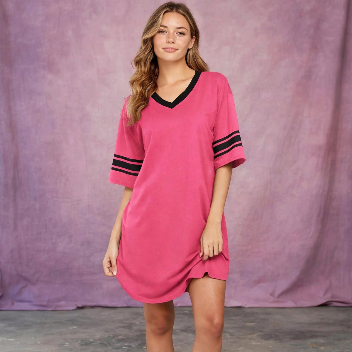 Cotton V Neck Short Sleeve Loose Comfy Shirt and Sleepwear