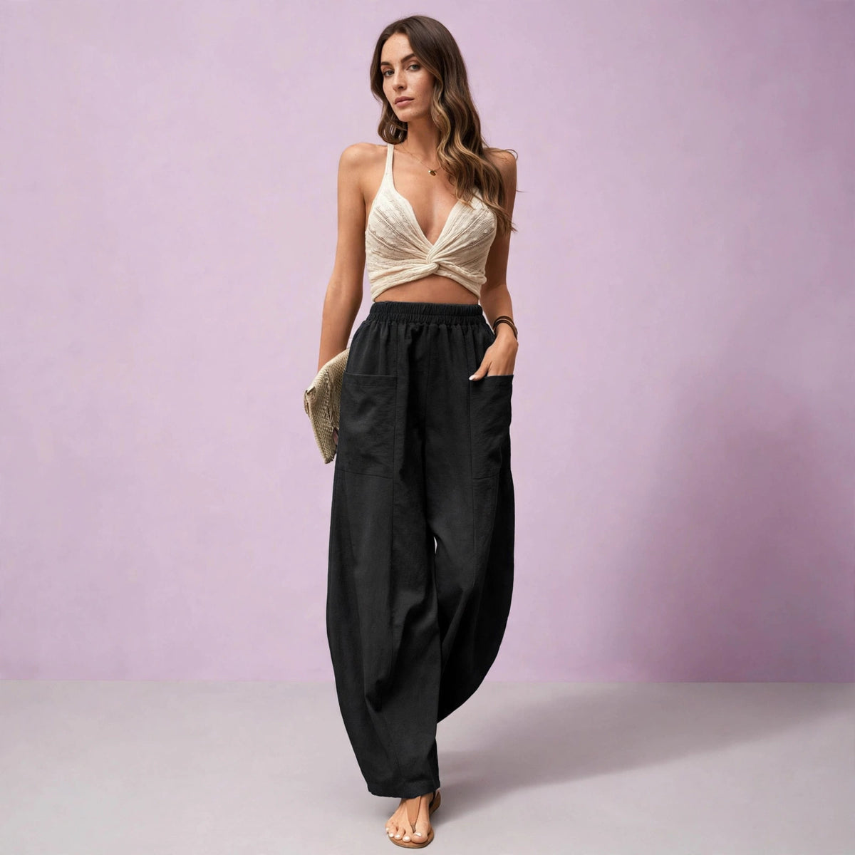 Drawstring Wide Leg Palazzo