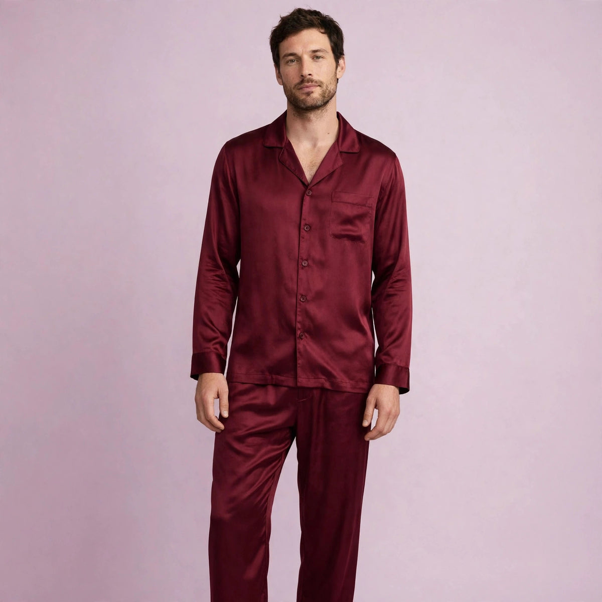 Men Silk Pajamas Set
