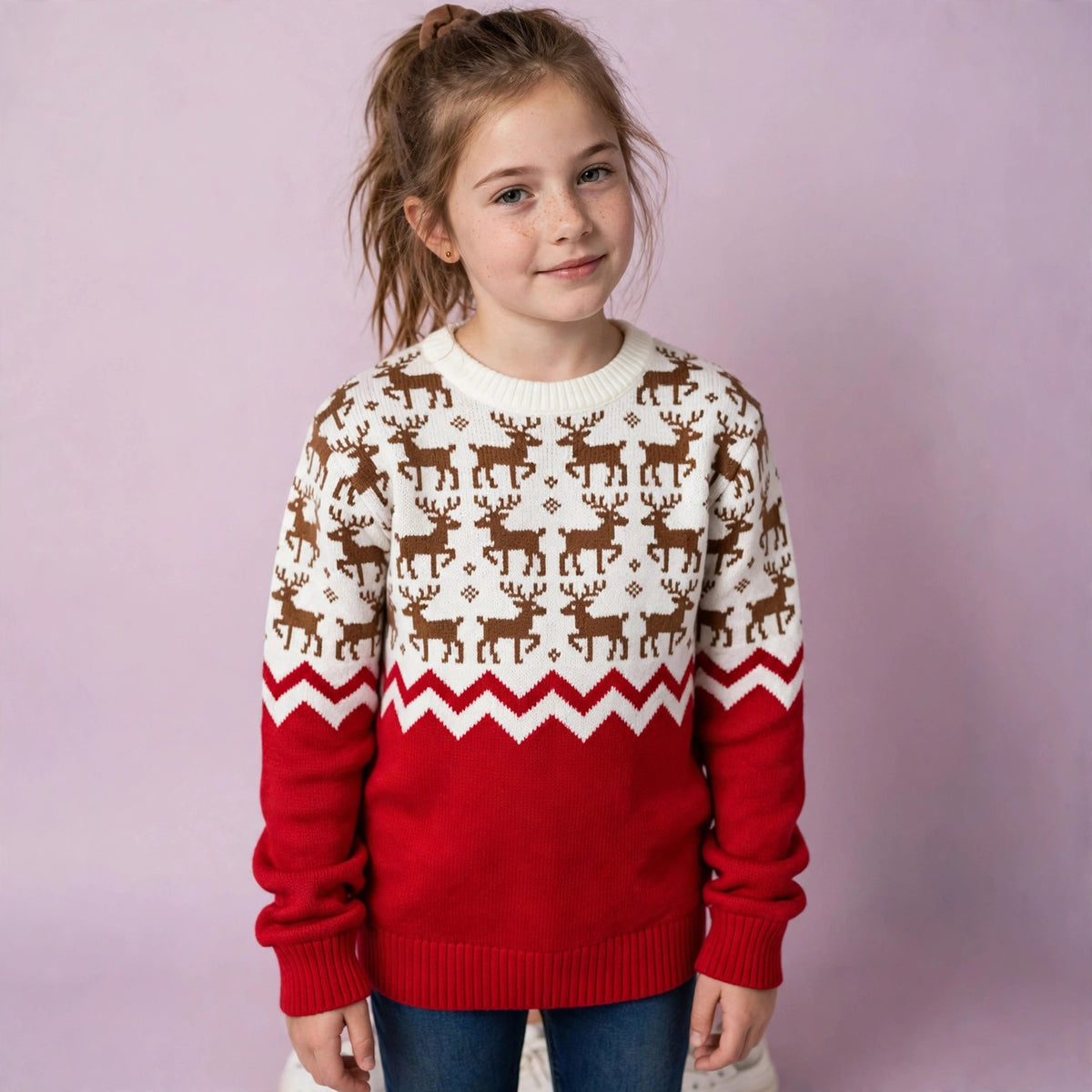 Girl Reindeer Snowflake Christmas Ugly Sweater