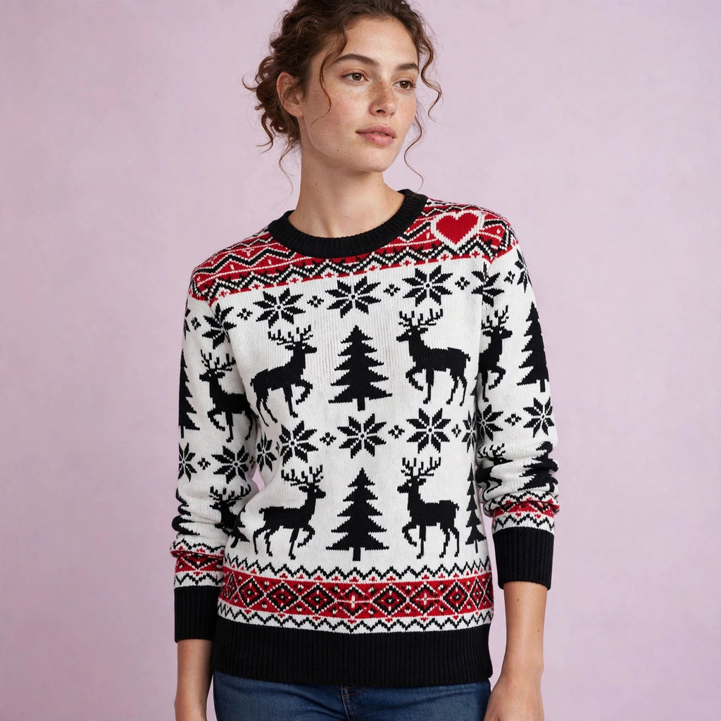 Women Reindeer Snowflake Christmas Ugly Sweater