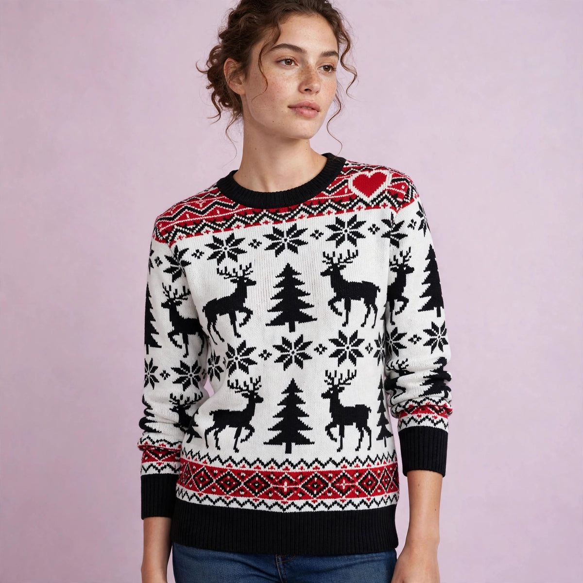 Women Reindeer Snowflake Christmas Ugly Sweater
