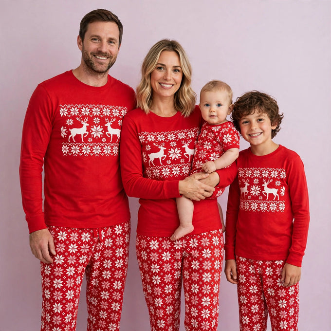 Moose Long-Sleeved Christmas Pajamas Set