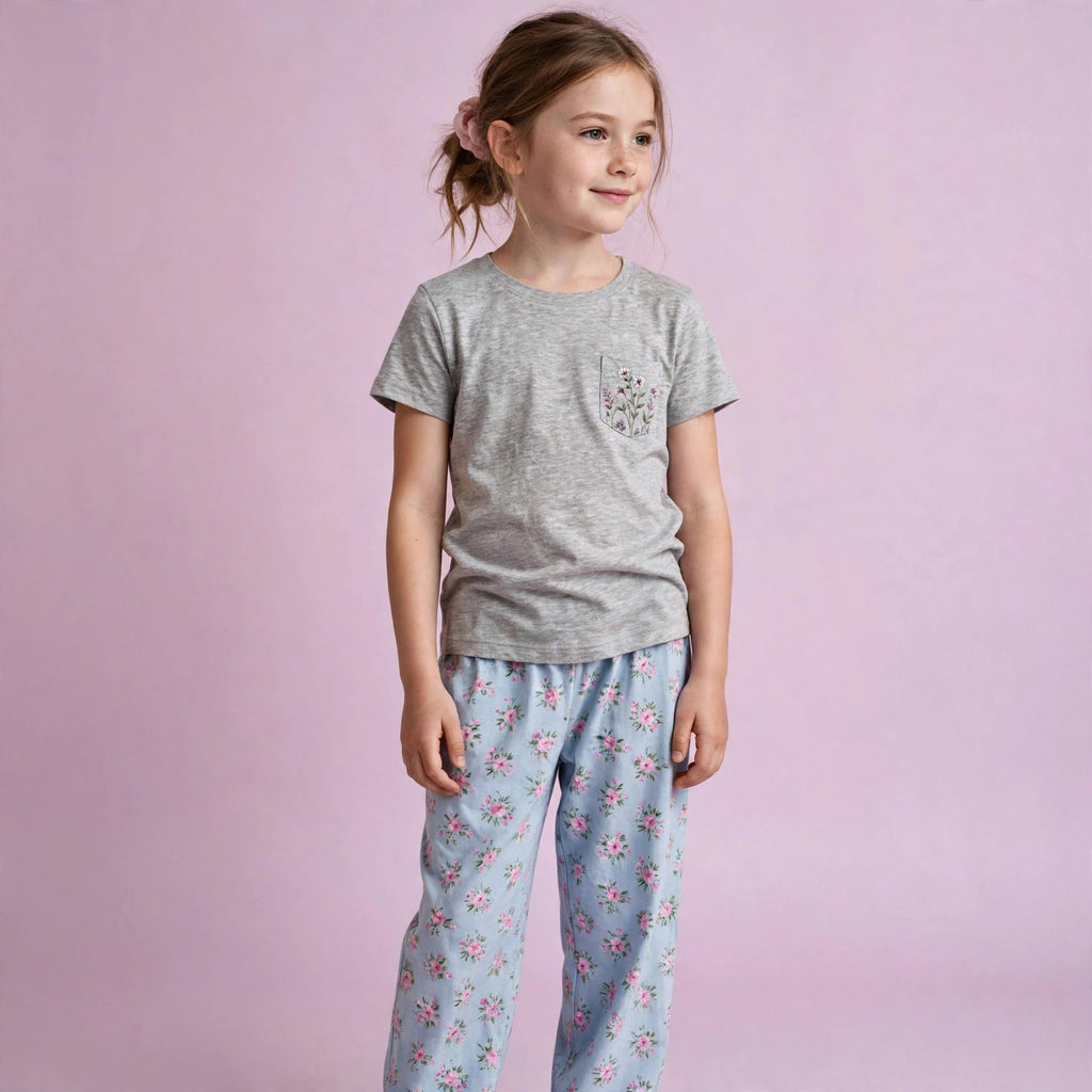 Flower Printed Plus Size Pajamas Set
