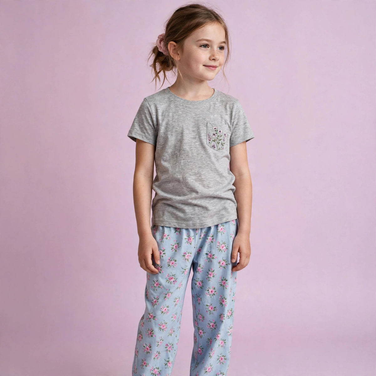 Flower Printed Plus Size Pajamas Set