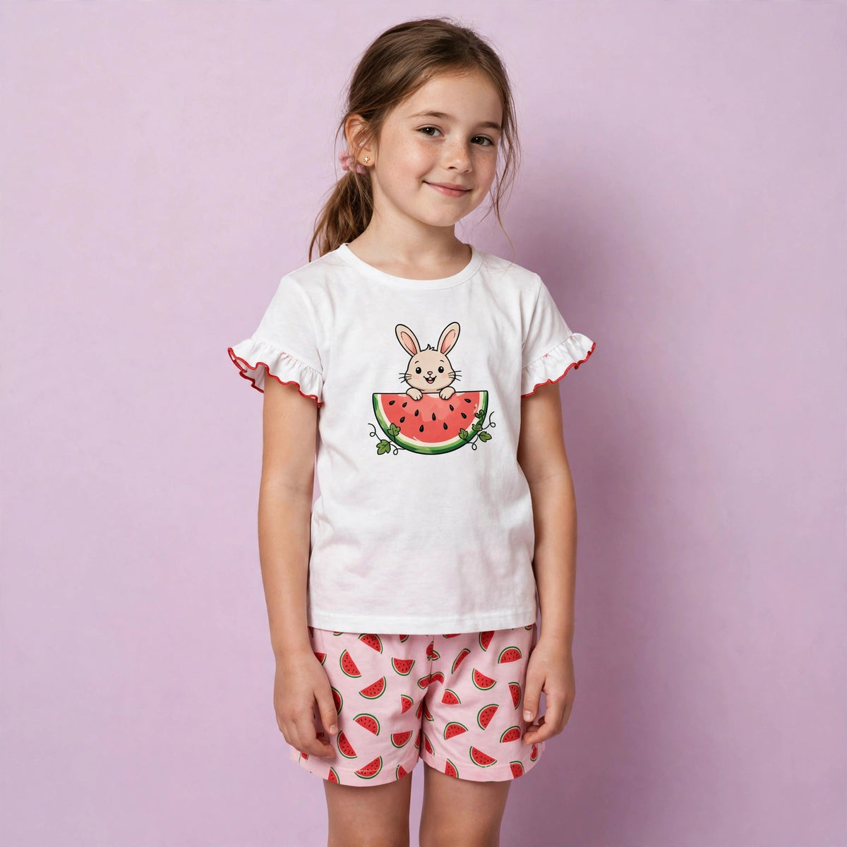 Summer Flying Sleeve Sleepwear Set for Girls