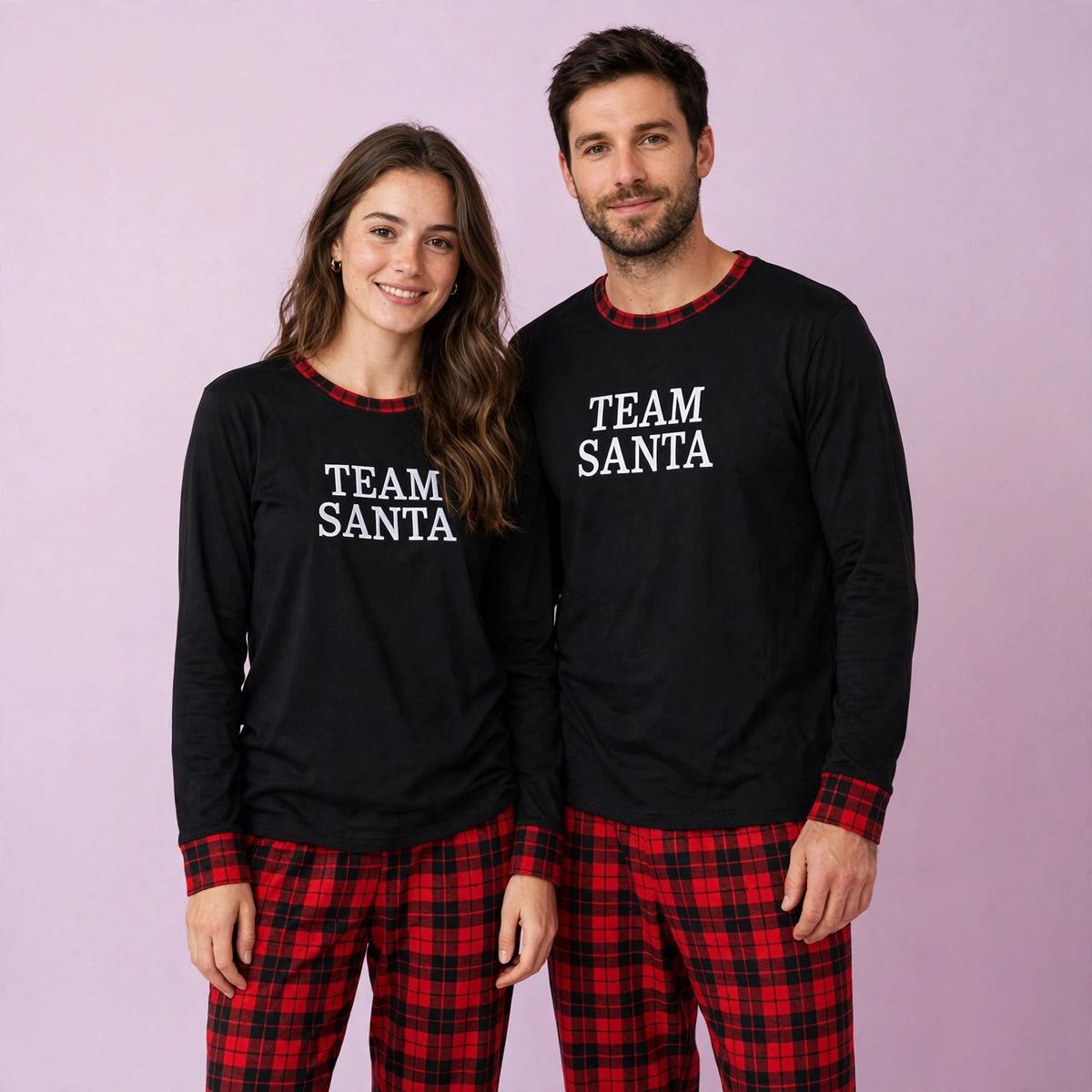 Team Santa Printed Pajama Set for Couple