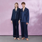 Long Sleeve Silk Couple Matching Pajamas