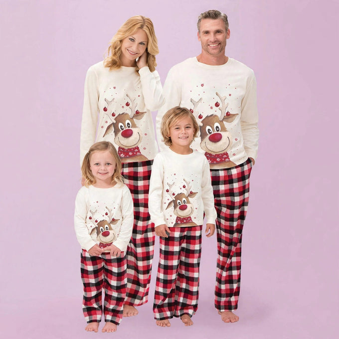Holiday Family Matching Reindeer Pajamas Sets
