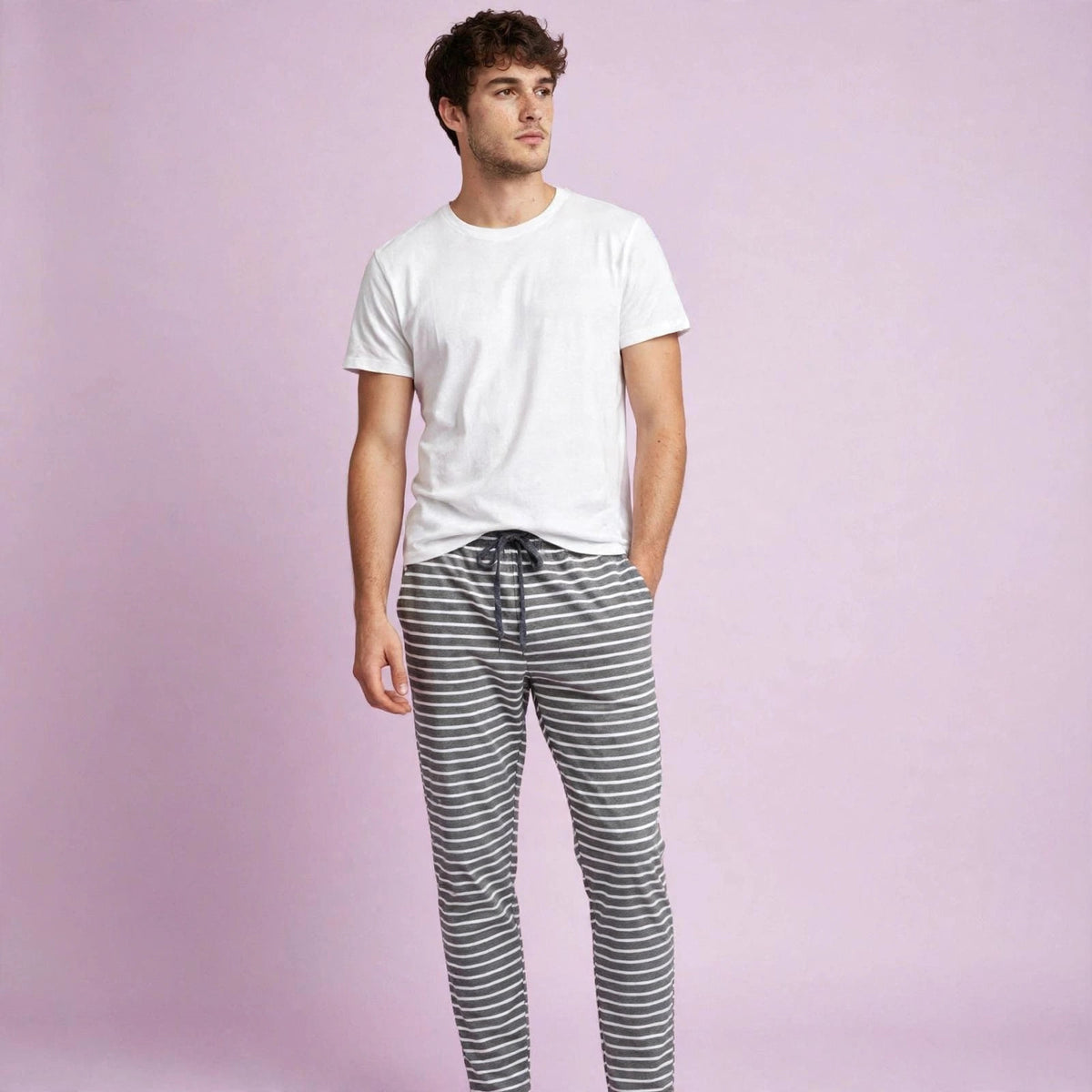 Men Striped Cotton Pajamas