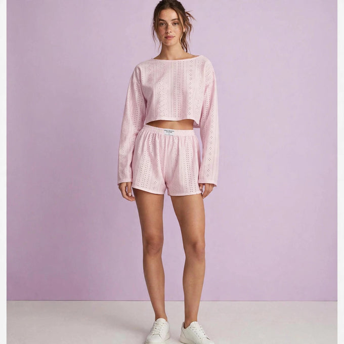 Loose Pullover Top Shorts Set