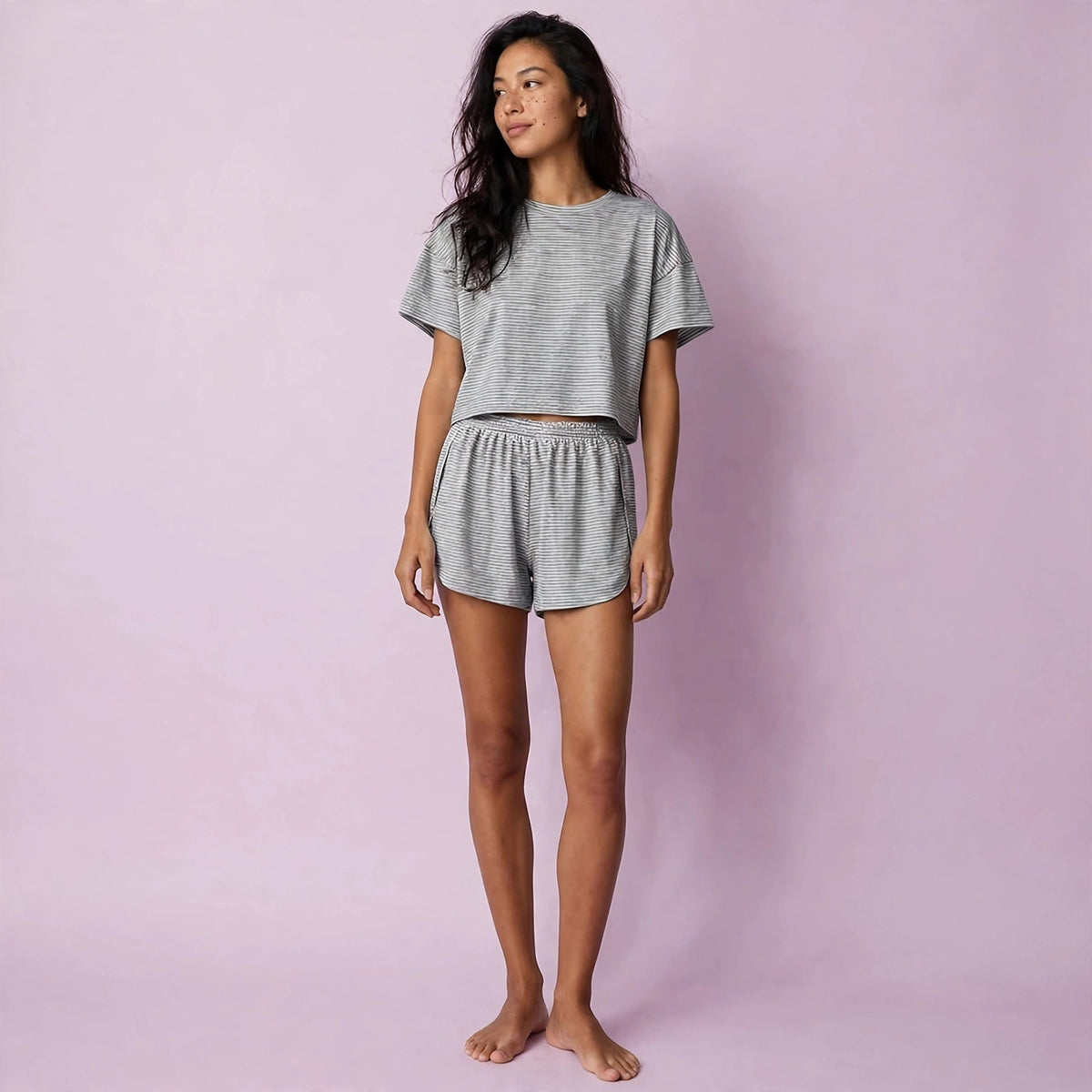 Women's Soft Polyester Blend Two-Piece Shorts Set