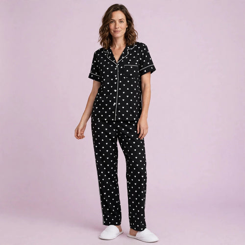 Black Heart Pajamas Set