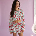Summer Printed Long Sleeved Shorts Set