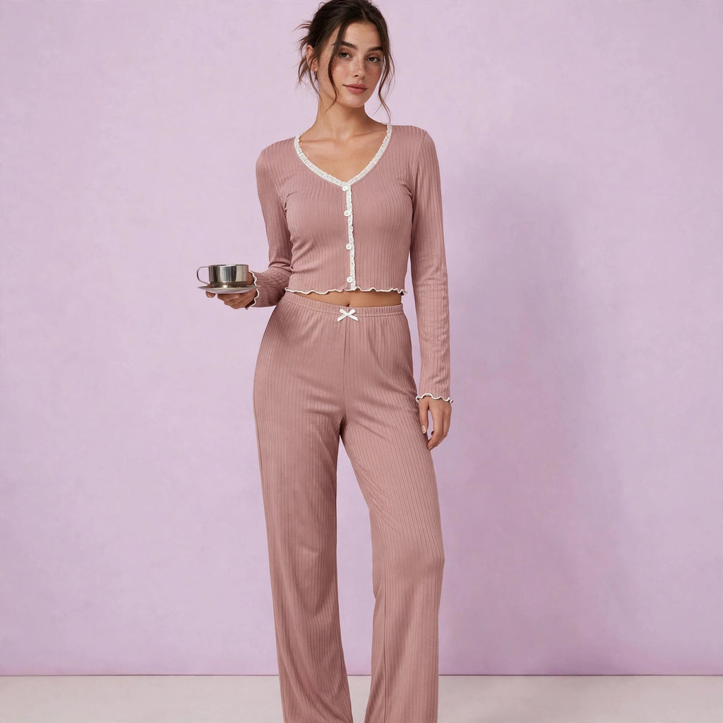 Long Sleeve Slim Fit Pajamas Set