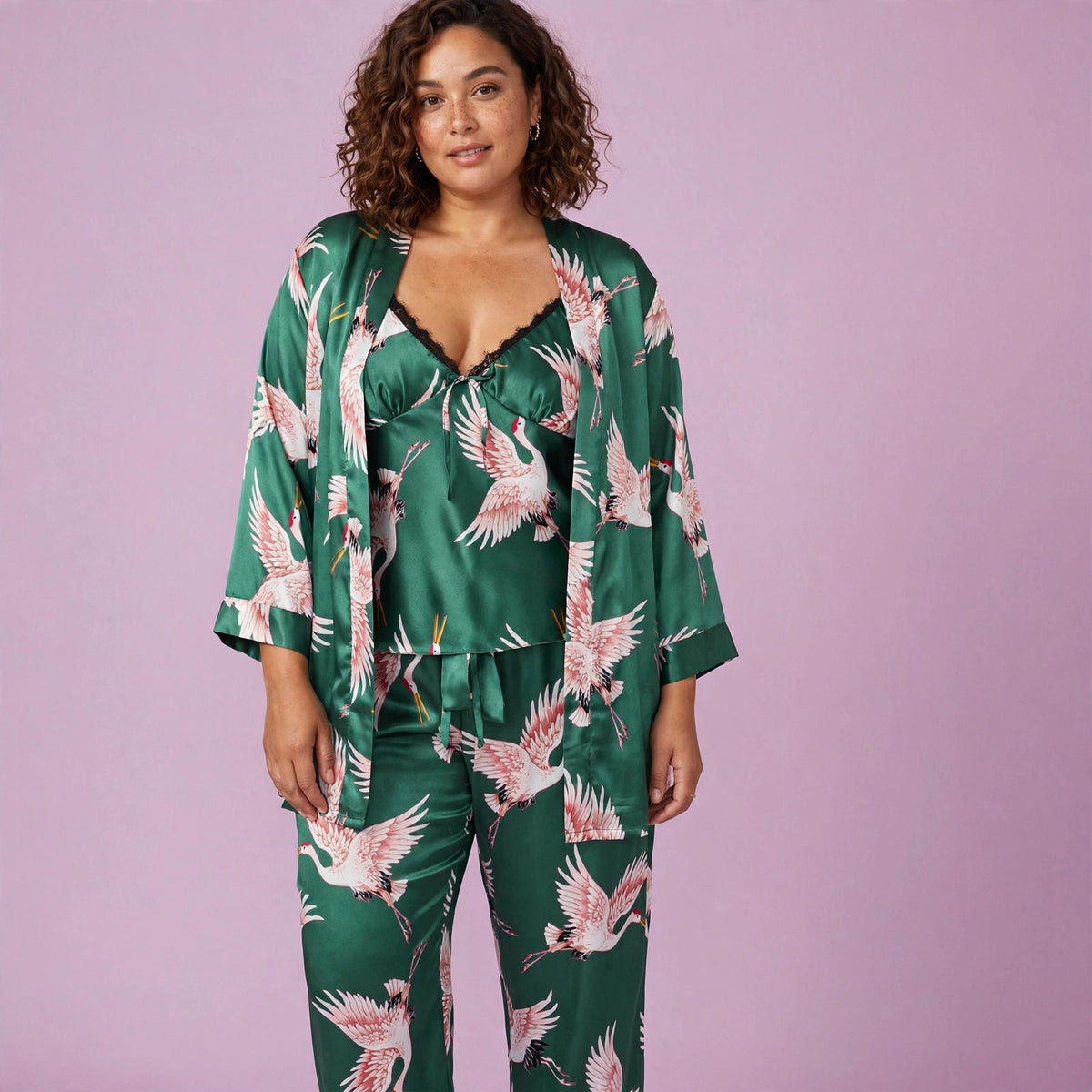 Green Flamingo 3 Piece Pajamas Set